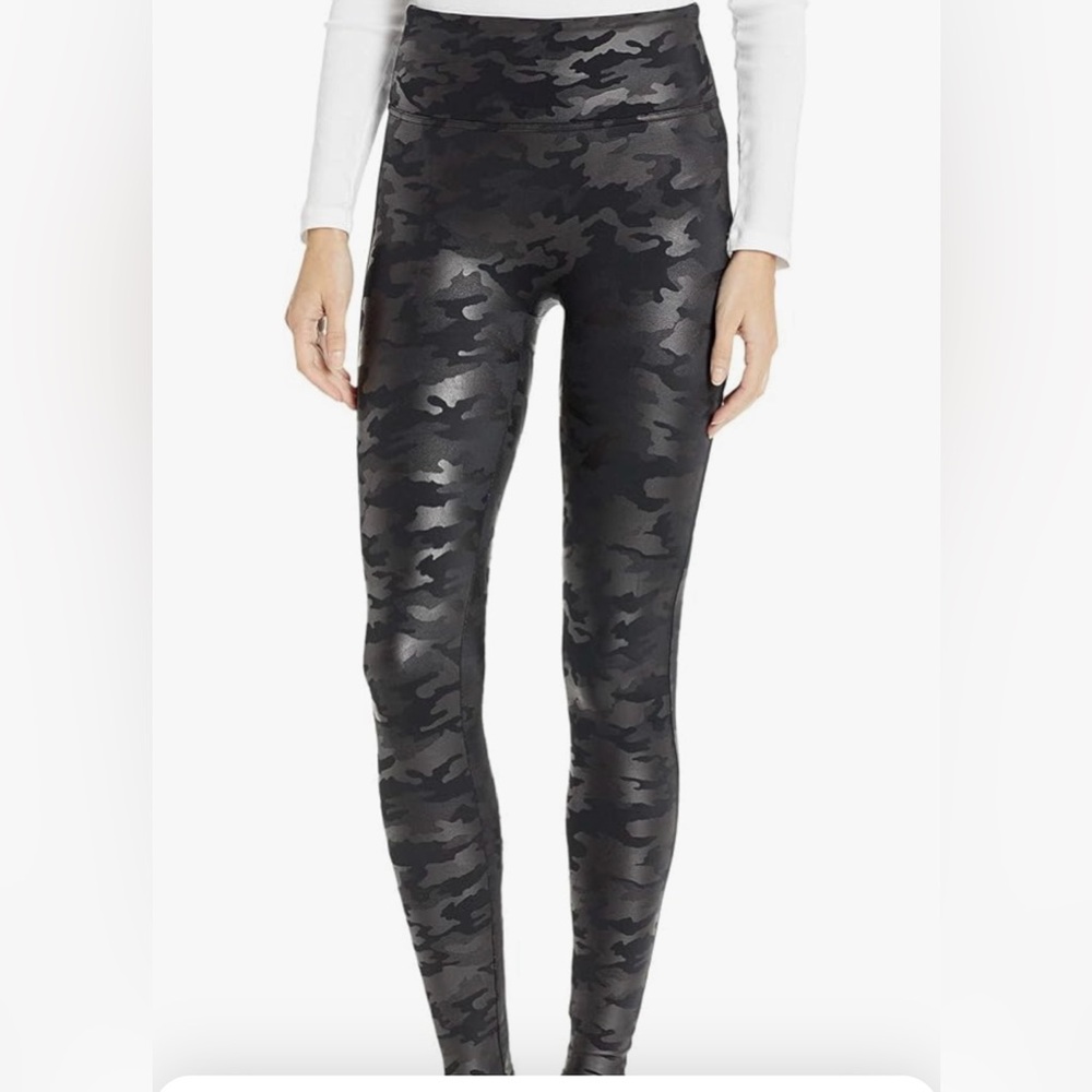 SPANX faux leather camo leggings size m